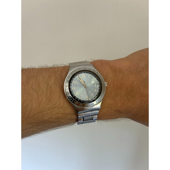 Swatch Irony Happy Joe Watch Unisex 37mm Blue Dial Steel Date YGS410G-WORKING! main image 11